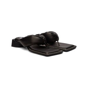 NWT MISTA Womens Black Anais Raven Toe Slip On Leather Thong Sandals Shoes 39